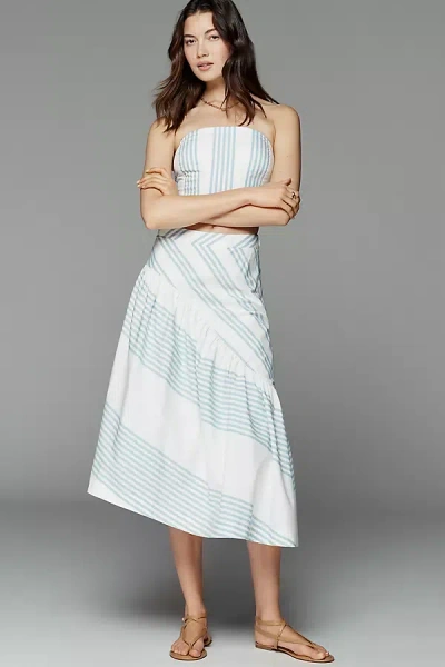 Maeve Cotton Asymmetric Midi Skirt In Blue
