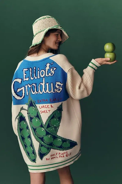 Maeve Cotton Blend Veggie Motif Cardigan In Multicolor