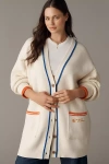 Maeve Cotton Blend Veggie Motif Cardigan Sweater In Neutral
