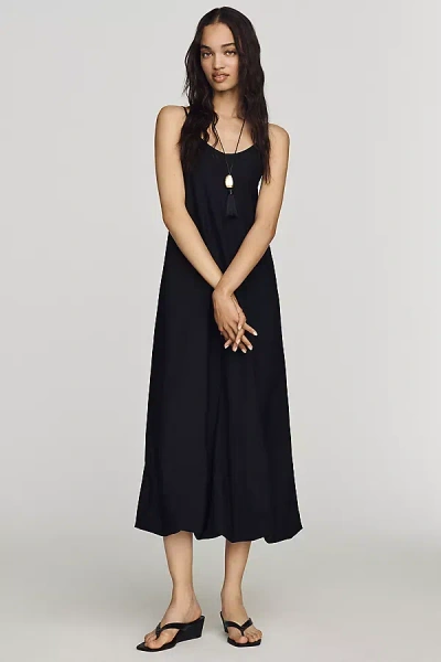 Maeve Cotton Bubble Hem Midi Dress In Black