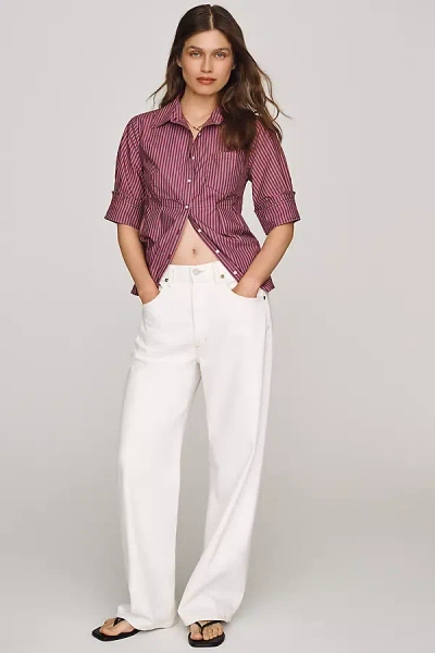 Maeve Cotton Contrast Buttondown Shirt In Multi