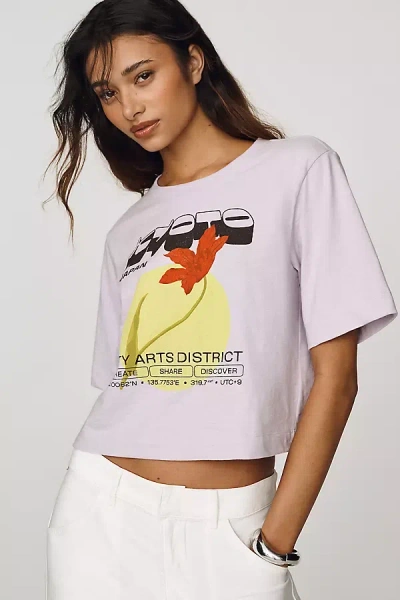 Maeve Cotton Cropped Graphic T-shirt In Purple
