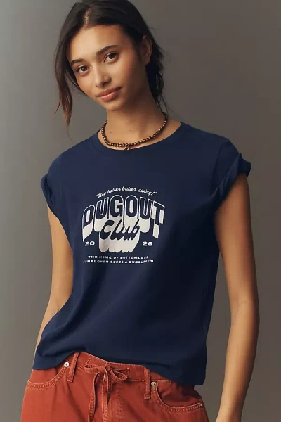 Maeve Cotton Dugout Club Tee In Blue