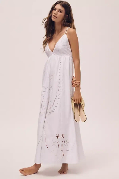 Maeve Cotton Eyelet Midi Dress In White