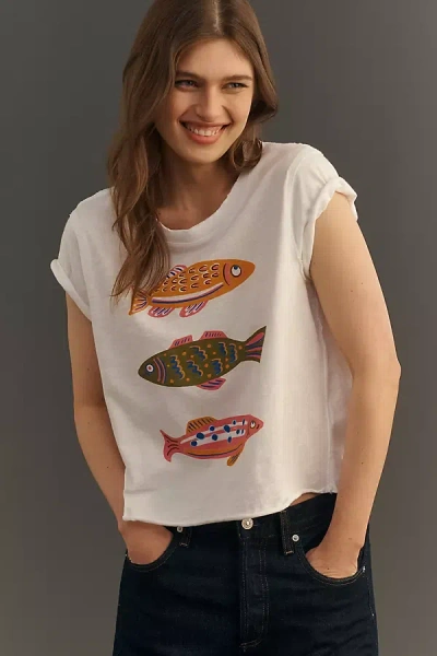 Maeve Cotton Fish Graphic Tee In Multi