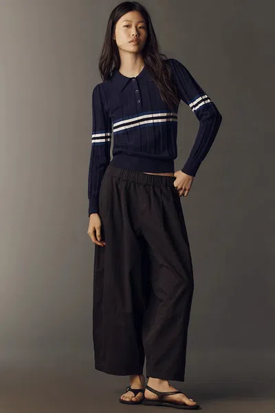 Maeve Cotton Linen Balloon Trousers Pants In Black