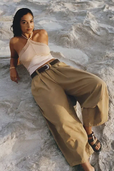 Maeve Cotton Linen Balloon Trousers Pants In Brown