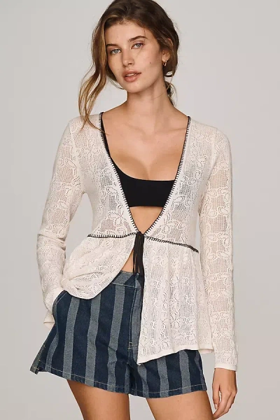 Maeve Cotton Pointelle Tie-front Cardigan In Multi