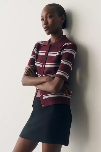 Maeve Cotton Polo Top In Animal Print