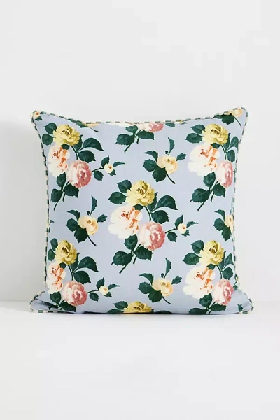 Maeve Cotton Printed Floral Pillow In Blue
