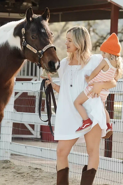 Maeve Cotton Puff-sleeve Mini Dress In White