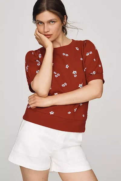 Maeve Cotton Puff-sleeve Top By Sarah Cliff In Burgundy