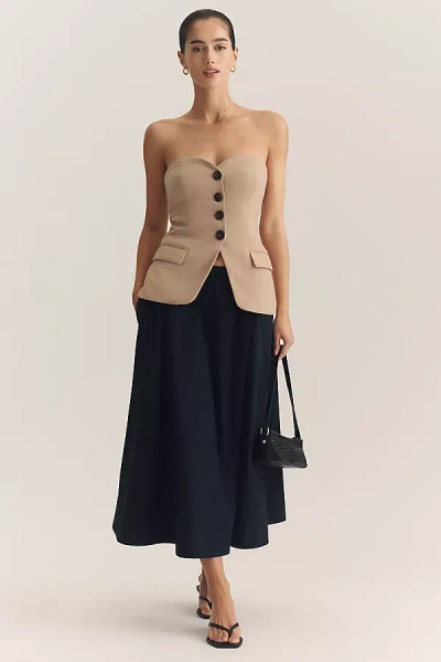 Maeve Cotton Pull-on Midi Skirt In Black