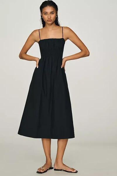 Maeve Cotton Ruched Midi Dress In Transparent