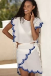 Maeve Cotton Scallop Mini Wrap Skirt In White