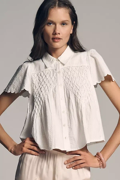 Maeve Cotton Scalloped Swing Top In White