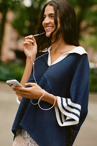 Maeve Cotton Short-sleeve Varsity Sweater In Multi