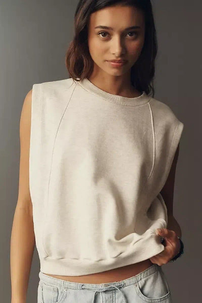 Maeve Cotton Sleeveless Muscle Sweatshirt In White