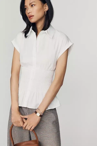 Maeve Cotton Smocked Blouse In White