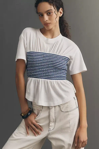 Maeve Cotton Smocked Tee In White