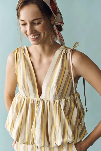 Maeve Cotton Stretch Bubble Blouse In Gold