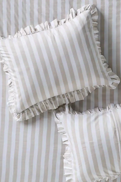 Maeve Cotton Striped Ruffle Printed Shams, Set Of 2 In Neutral