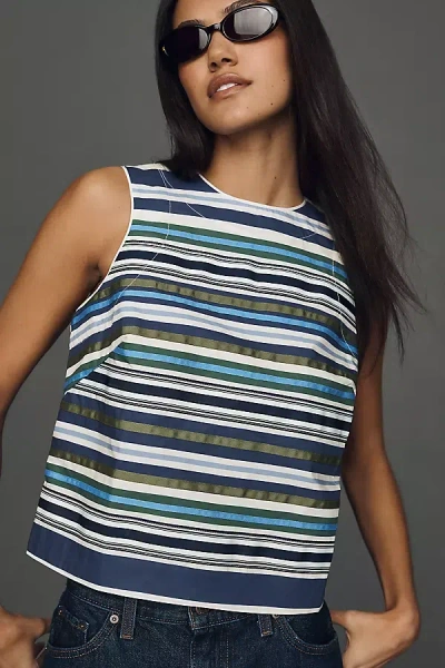Maeve Cotton Structured Tank Top In Blue