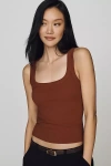 Maeve Cotton Wide Scoop-neck Tank Top In Brown