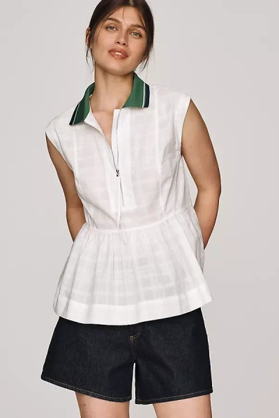 Maeve Cotton Zip-front Top In White