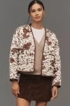 Maeve Cow Print Quilted Jacket In Brown