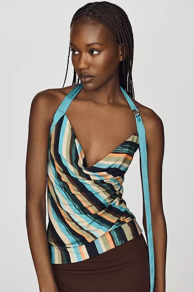 Maeve Cowl Neck Halter Top In Multi