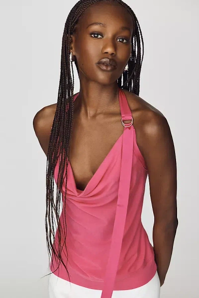 Maeve Cowl Neck Halter Top In Pink