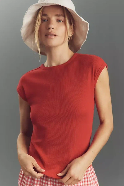Maeve Crew Neck Baby Muscle Tee In Red