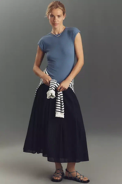 Maeve Crew Neck Baby Muscle Tee In Blue