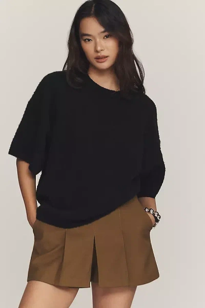 Maeve Crew-neck Boucle T-shirt Sweater In Black