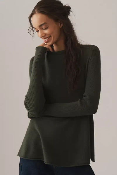 Maeve Crew-neck Cashmere Swing Sweater In Green