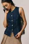 Maeve Crew-neck Denim Vest In Blue