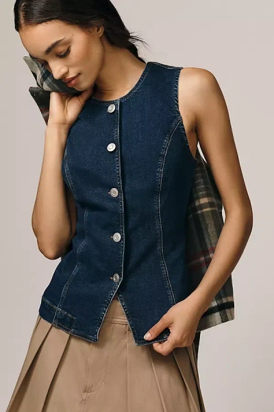 Maeve Crew-neck Denim Vest In Blue