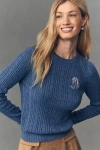 Maeve Crew-neck Fitted Cable-knit Sweater In Blue