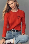 Maeve Crew-neck Fitted Cable-knit Sweater In Red