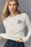 Maeve Crew-neck Fitted Cable-knit Sweater In White