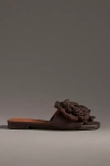 Maeve Crochet Flower Slide Sandals In Brown