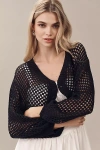 Maeve Crochet Lace-up Cardigan Sweater In Blue