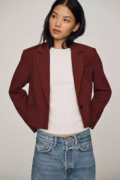 Maeve Crop Boxy Blazer Jacket In Purple