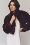 Maeve Crop Faux Fur Coat Jacket In Purple