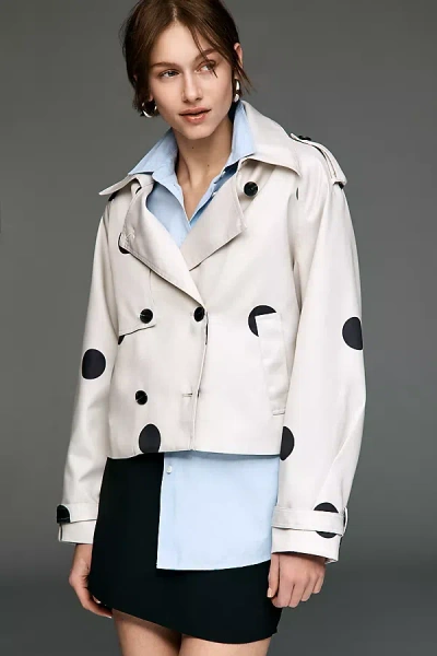 Maeve Crop Trench Coat Jacket In Animal Print