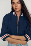 Maeve Cropped Bomber Jacket In Blue