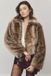 Maeve Cropped Faux-fur Coat In Brown