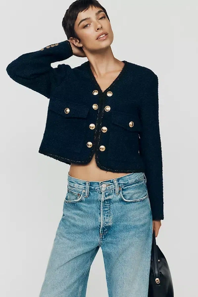 Maeve Cropped Jacket In Blue