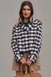 Maeve Cropped Trench Coat Jacket In Blue